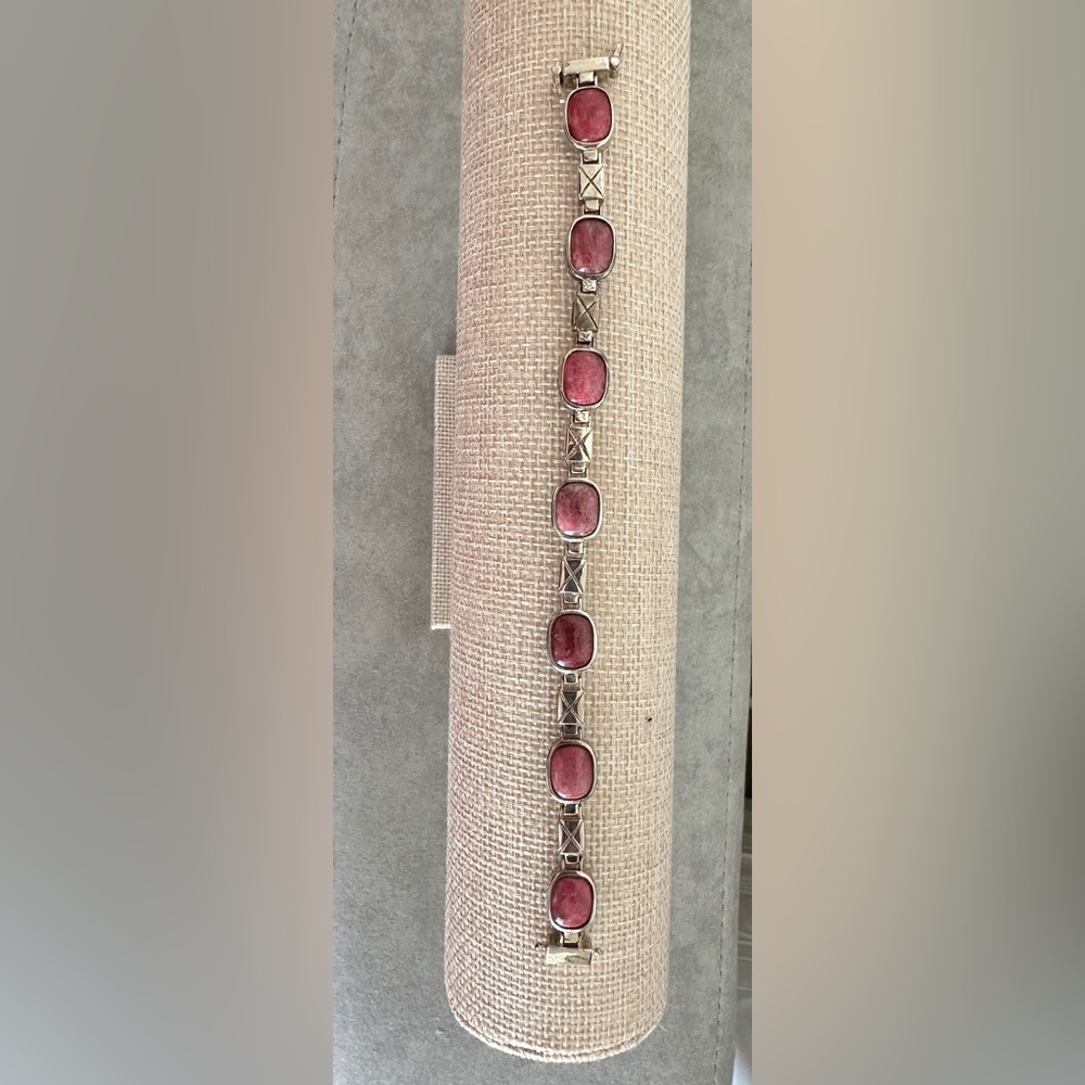 Sterling Silver Turquoise & Pink Thulite Reversible Bracelet by Jay King - Picture 6 of 15